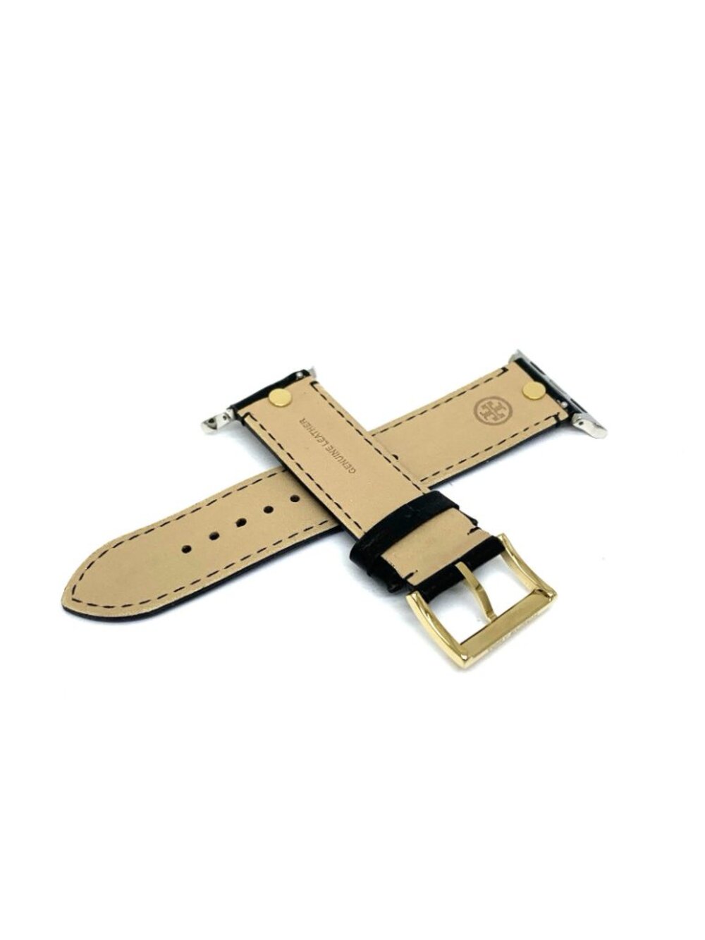 Tory Burch Apple Watch Band Case Size 38-46mm Black Leather Strap TBS0107E - Picture 2 of 7